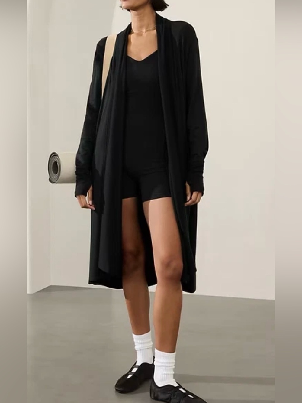 ATHLETA Plus Cozy Soft Pranayama Wrap Black Long Cardigan 2X